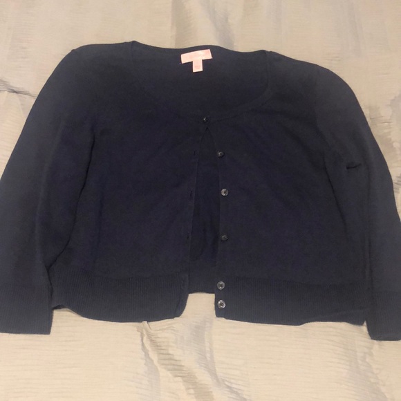 Lilly Pulitzer Navy Cropped Cardigan sz lg - Picture 1 of 2